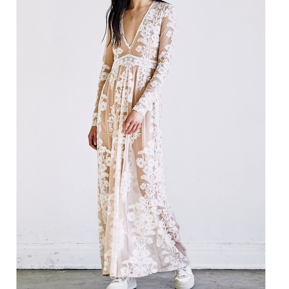 For Love & Lemons Free People Temecula Lace Embroidered Maxi Dress